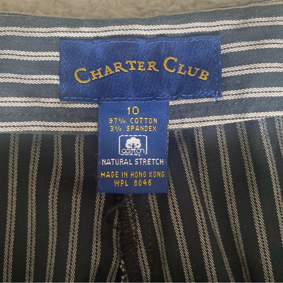 Charter Club Ankle Pants ~Black & Tan Stripped ~Size 10 ~High Waisted ~Classic - Picture 9 of 12